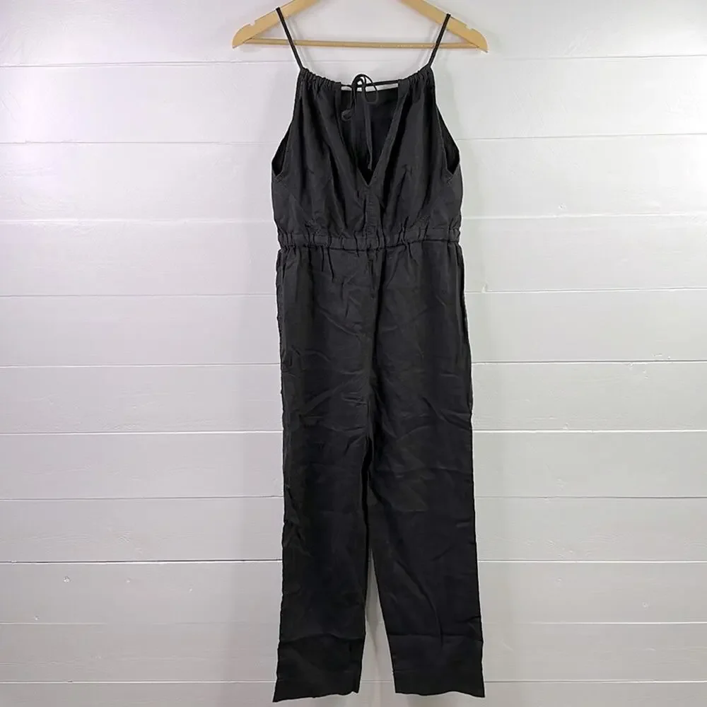 EVERLANE Apron Black Linen Shoestring Jumpsuit Size XXS